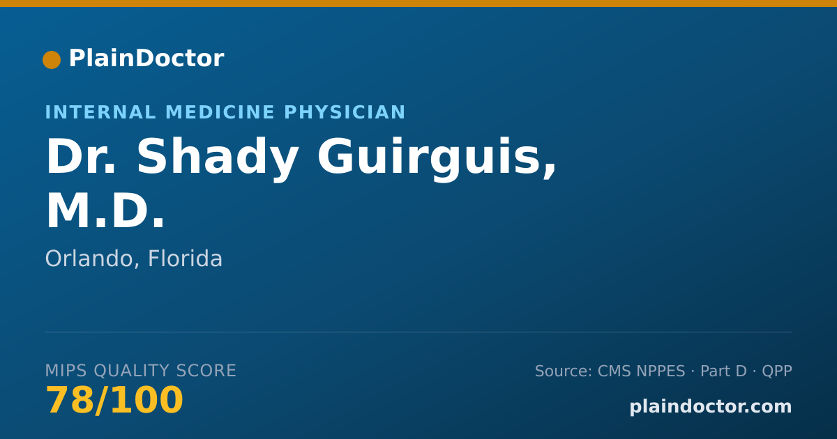 Shareable card for Shady Guirguis, M.D. - Internal Medicine Physician, Orlando, FL