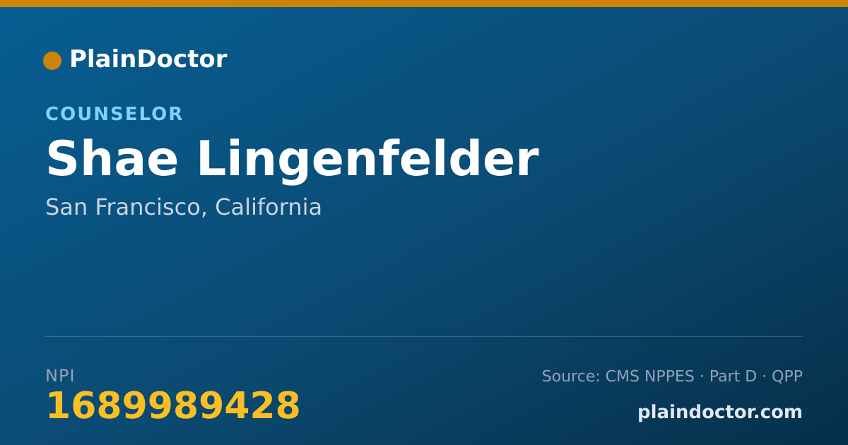 Shareable card for Shae Lingenfelder - Counselor, San Francisco, CA