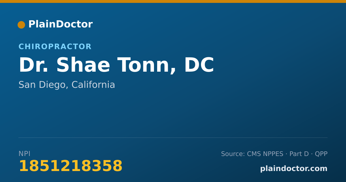 Shareable card for Shae Tonn, DC - Chiropractor, San Diego, CA