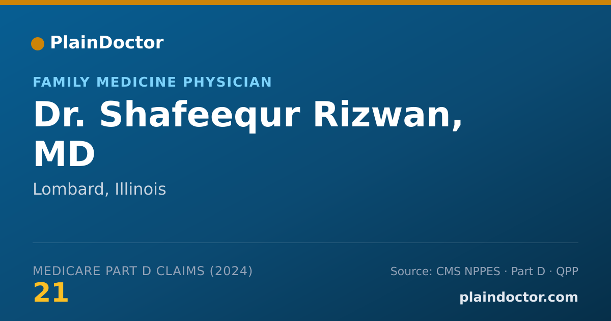 Shareable card for Shafeequr Rizwan, MD - Family Medicine Physician, Lombard, IL