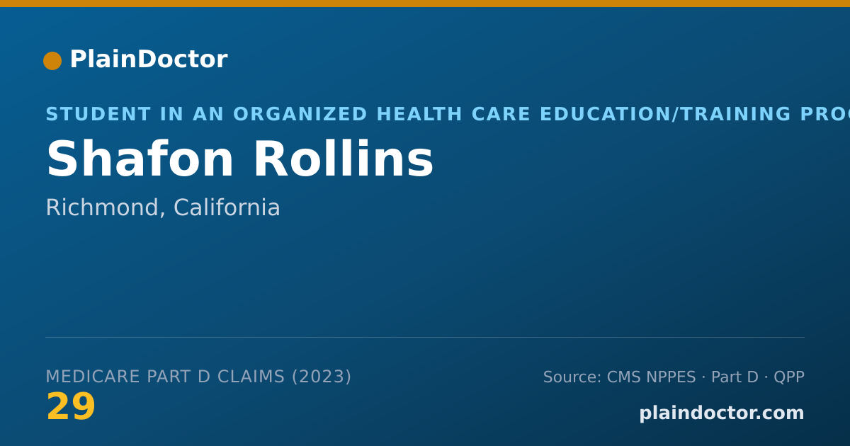 Shareable card for Shafon Rollins - Student in an Organized Health Care Education/Training Program, Richmond, CA
