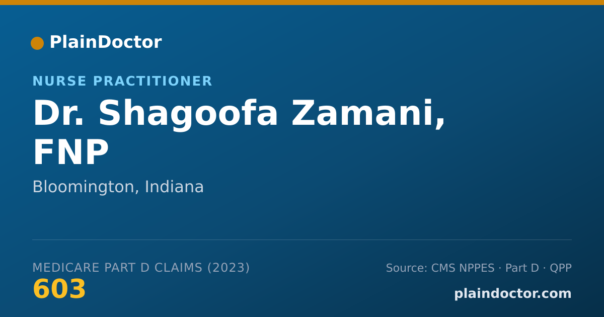 Shareable card for Shagoofa Zamani, FNP - Nurse Practitioner, Bloomington, IN