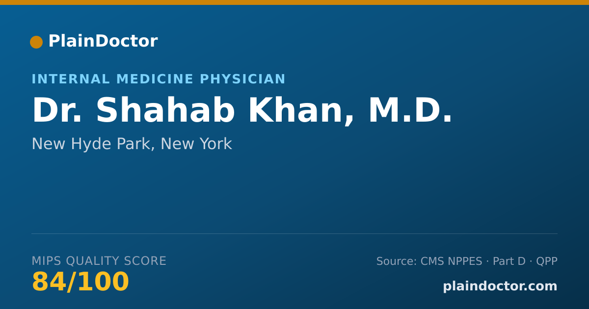 Shareable card for Shahab Khan, M.D. - Internal Medicine Physician, New Hyde Park, NY
