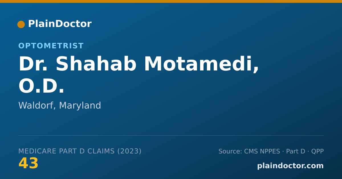 Shareable card for Shahab Motamedi, O.D. - Optometrist, Waldorf, MD