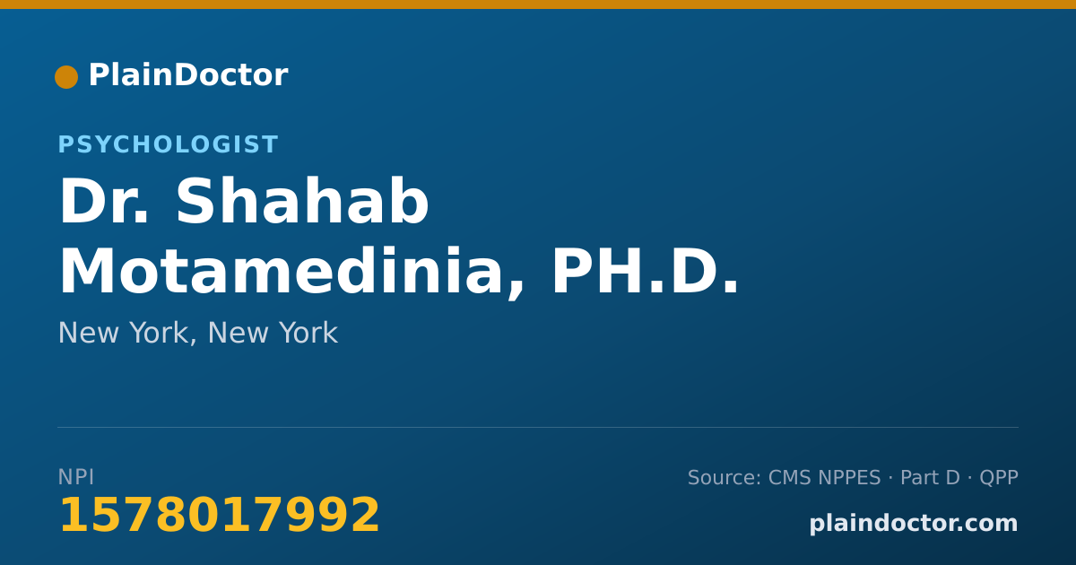 Shareable card for Shahab Motamedinia, PH.D. - Psychologist, New York, NY