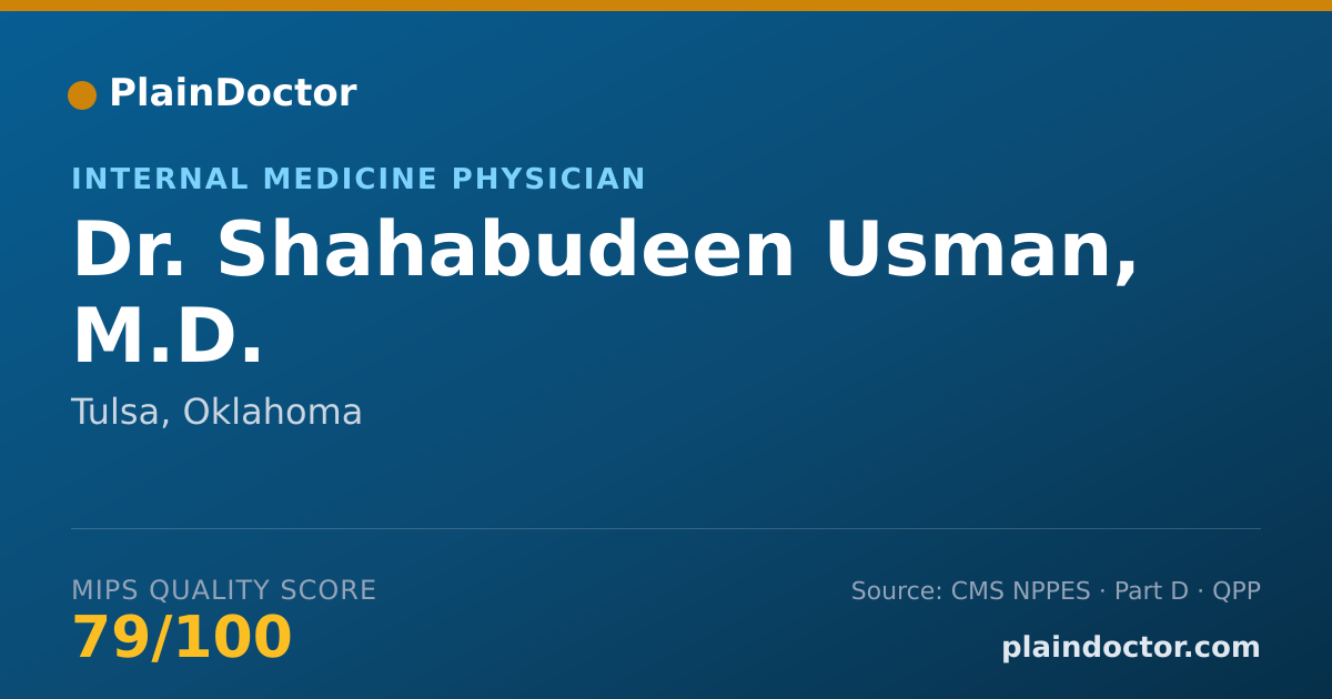 Shareable card for Shahabudeen Usman, M.D. - Internal Medicine Physician, Tulsa, OK