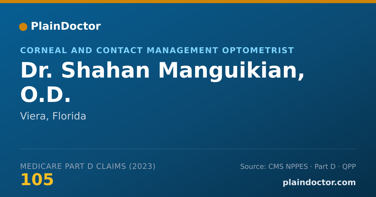 Shareable card for Shahan Manguikian, O.D. - Corneal and Contact Management Optometrist, Viera, FL