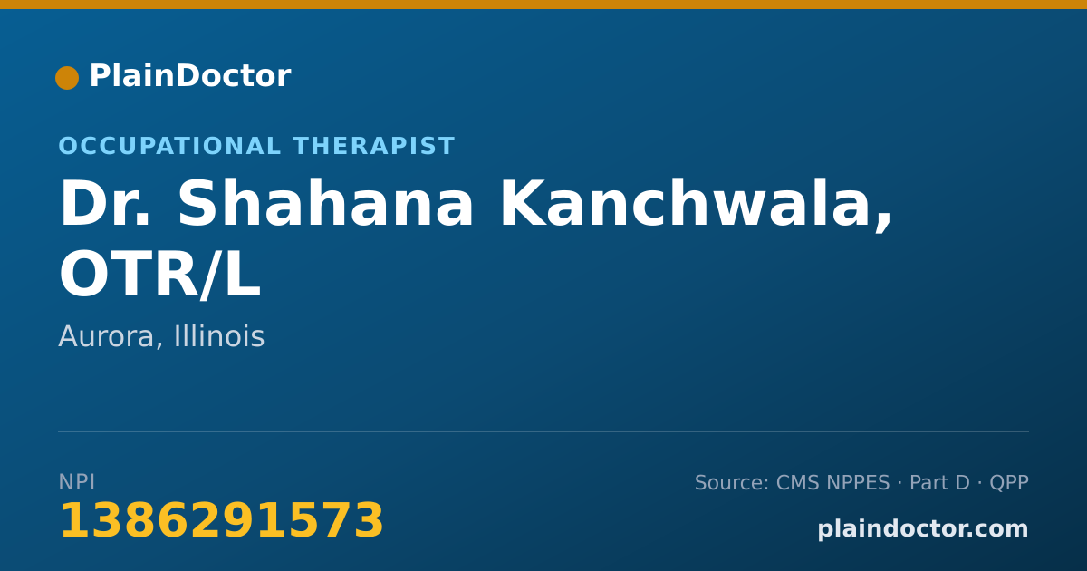 Shareable card for Shahana Kanchwala, OTR/L - Occupational Therapist, Aurora, IL