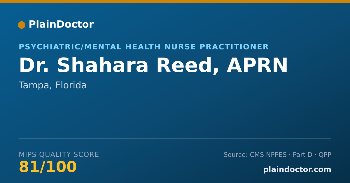 Shareable card for Shahara Reed, APRN - Psychiatric/Mental Health Nurse Practitioner, Tampa, FL