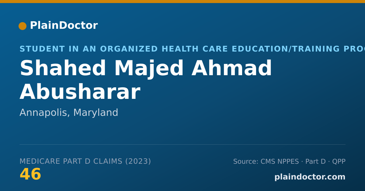 Shareable card for Shahed Majed Ahmad Abusharar - Student in an Organized Health Care Education/Training Program, Annapolis, MD