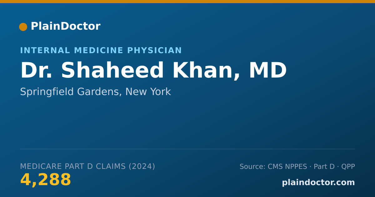 Shareable card for Shaheed Khan, MD - Internal Medicine Physician, Springfield Gardens, NY