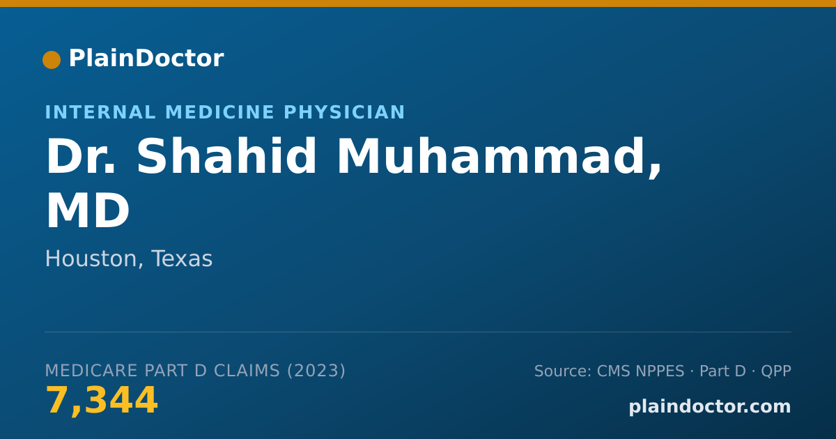 Shareable card for Shahid Muhammad, MD - Internal Medicine Physician, Houston, TX