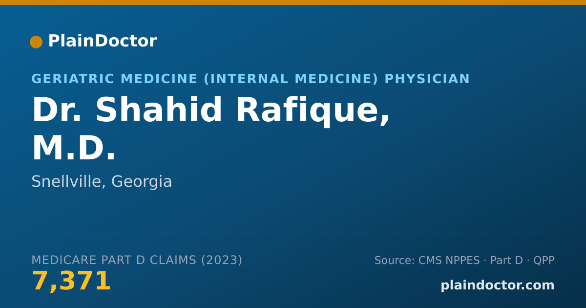 Shareable card for Shahid Rafique, M.D. - Geriatric Medicine (Internal Medicine) Physician, Snellville, GA