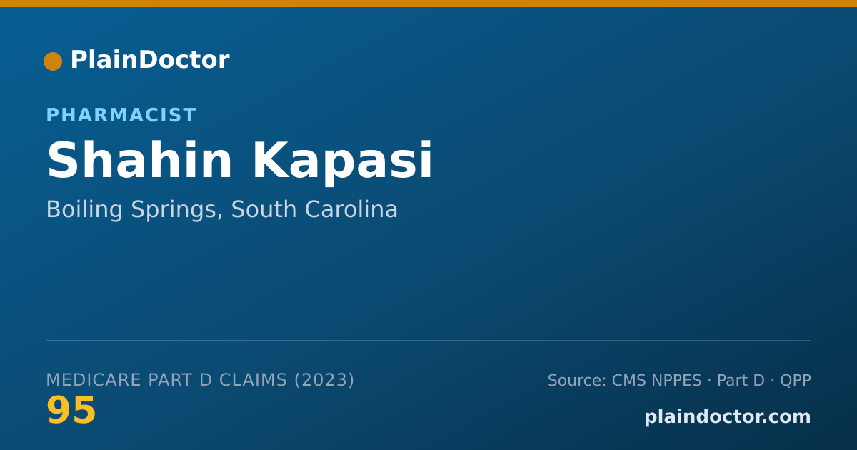 Shareable card for Shahin Kapasi - Pharmacist, Boiling Springs, SC
