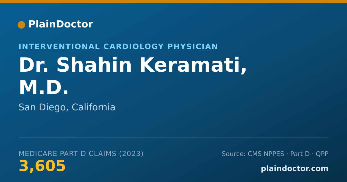Shareable card for Shahin Keramati, M.D. - Interventional Cardiology Physician, San Diego, CA