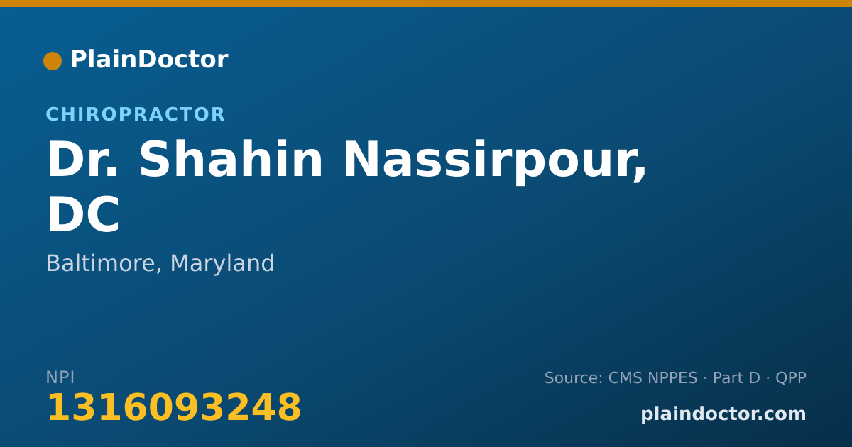 Shareable card for Shahin Nassirpour, DC - Chiropractor, Baltimore, MD