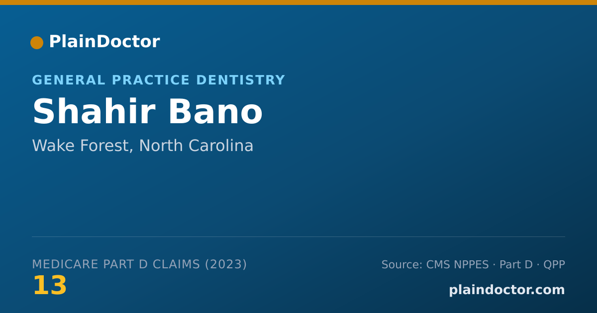 Shareable card for Shahir Bano - General Practice Dentistry, Wake Forest, NC