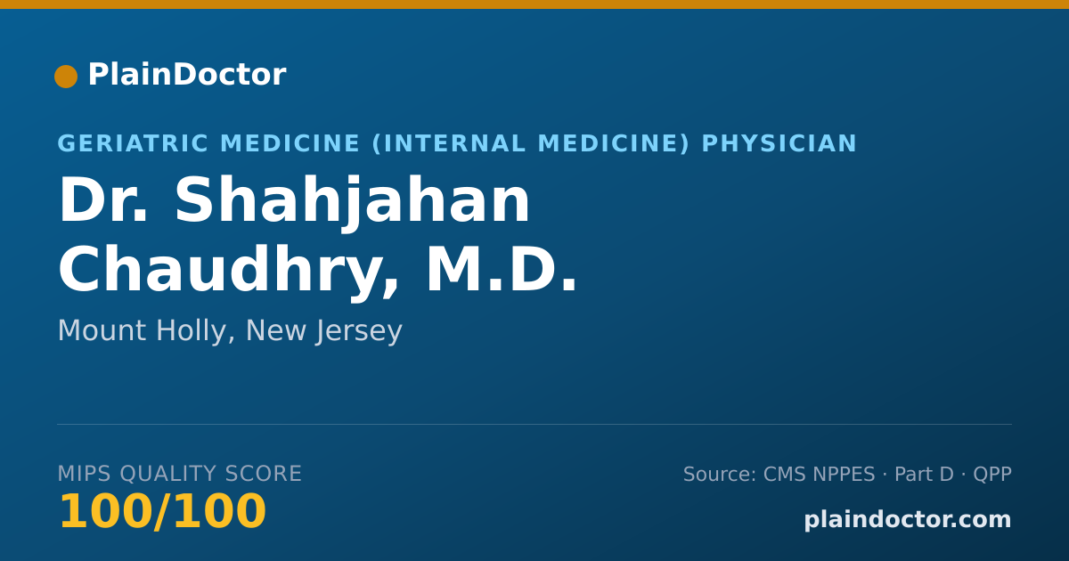 Shareable card for Shahjahan Chaudhry, M.D. - Geriatric Medicine (Internal Medicine) Physician, Mount Holly, NJ