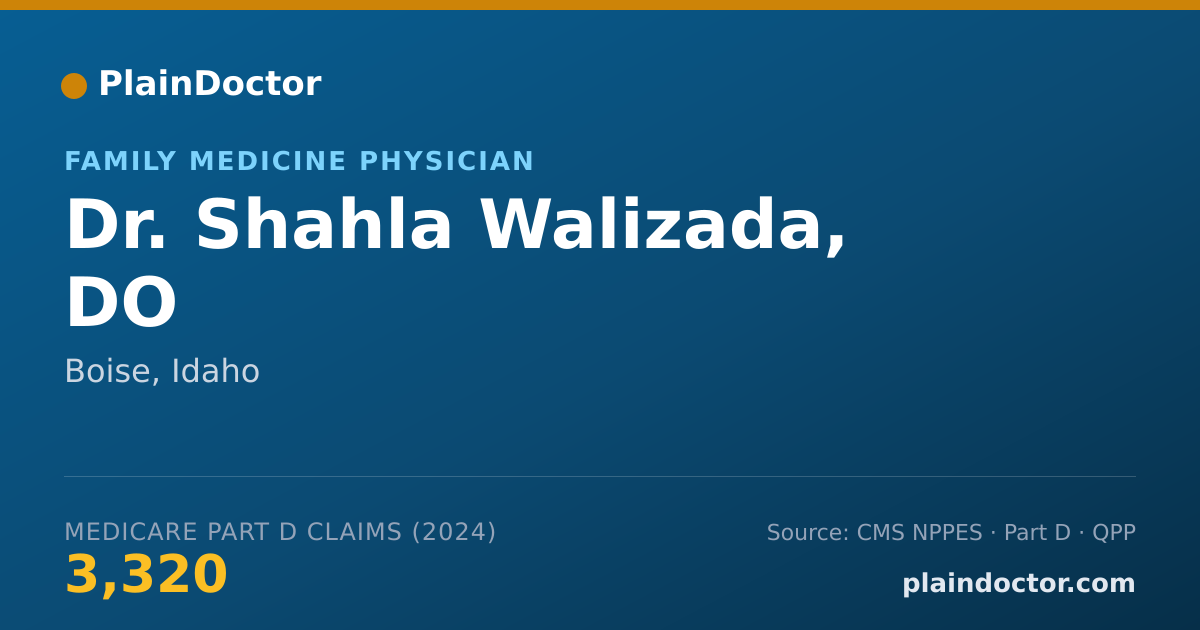 Shareable card for Shahla Walizada, DO - Family Medicine Physician, Boise, ID