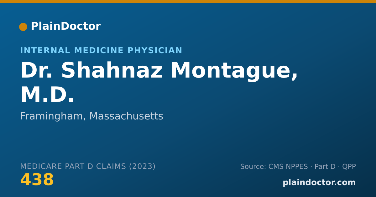 Shareable card for Shahnaz Montague, M.D. - Internal Medicine Physician, Framingham, MA