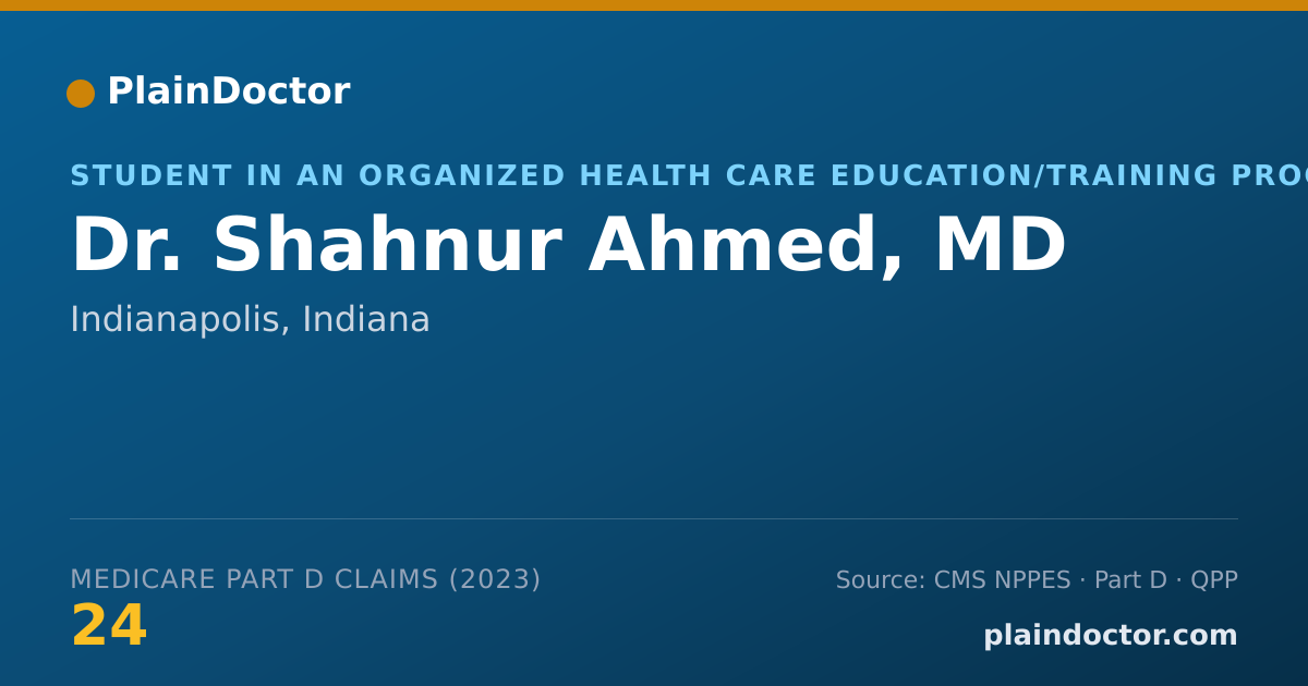 Shareable card for Shahnur Ahmed, MD - Student in an Organized Health Care Education/Training Program, Indianapolis, IN