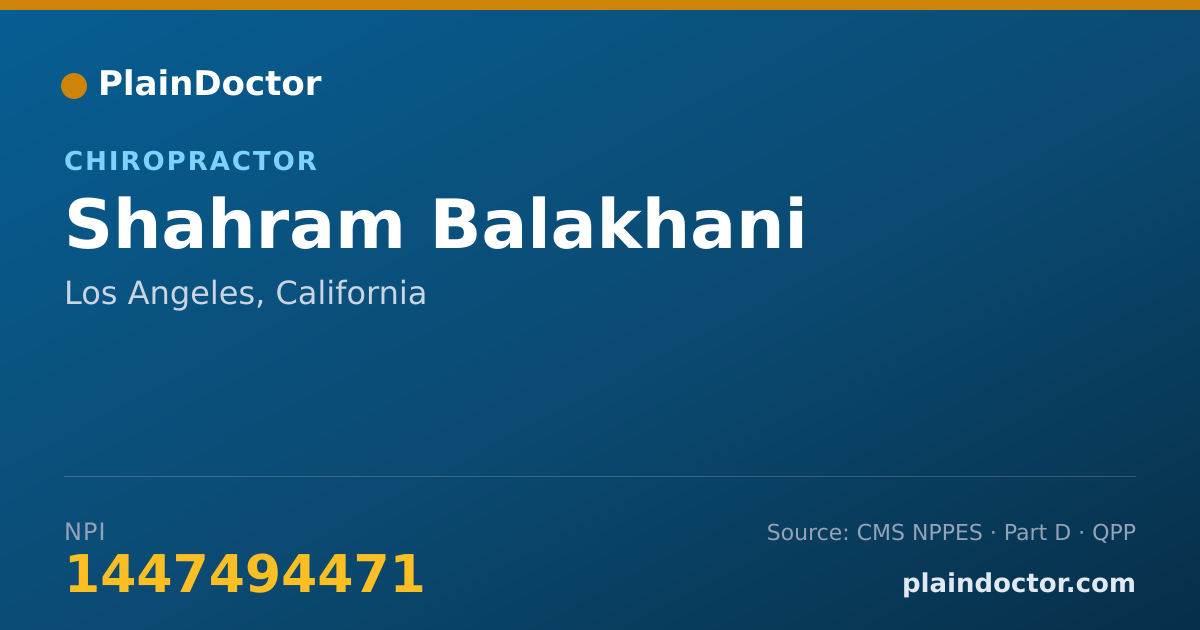 Shareable card for Shahram Balakhani - Chiropractor, Los Angeles, CA