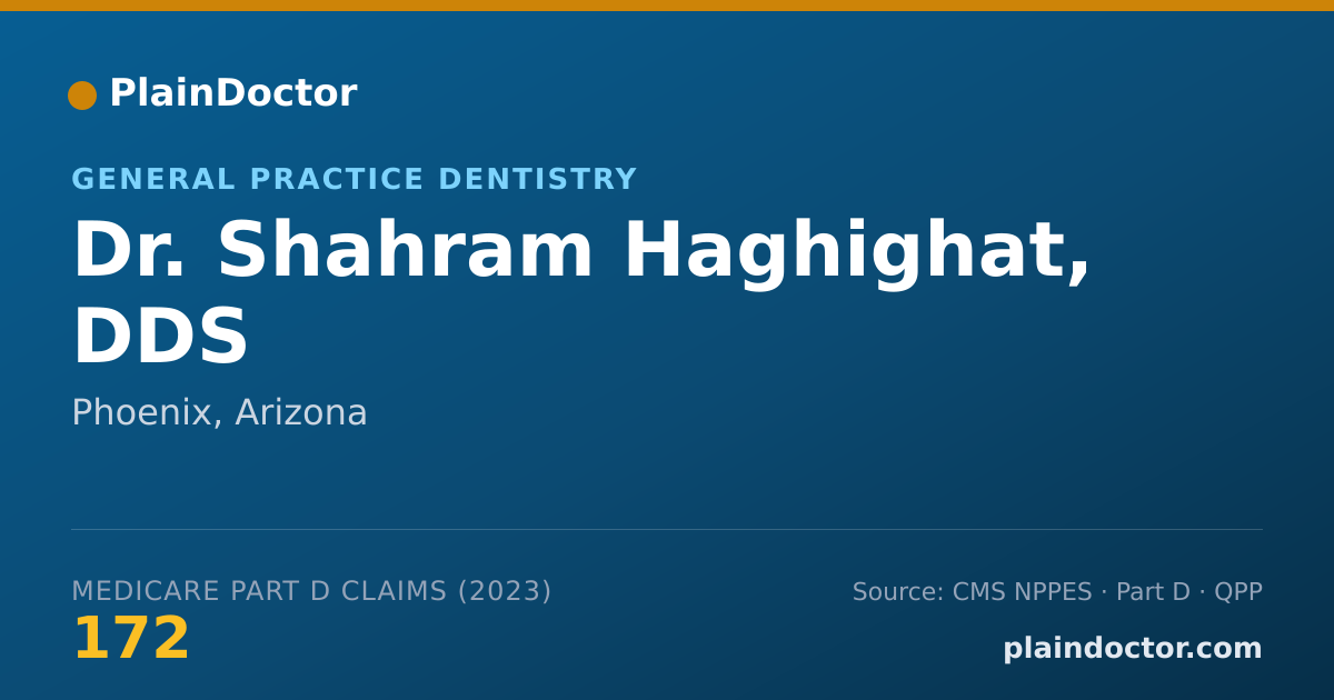 Shareable card for Shahram Haghighat, DDS - General Practice Dentistry, Phoenix, AZ