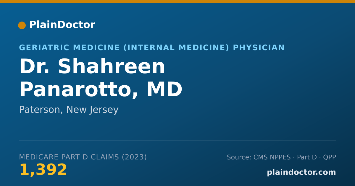 Shareable card for Shahreen Panarotto, MD - Geriatric Medicine (Internal Medicine) Physician, Paterson, NJ