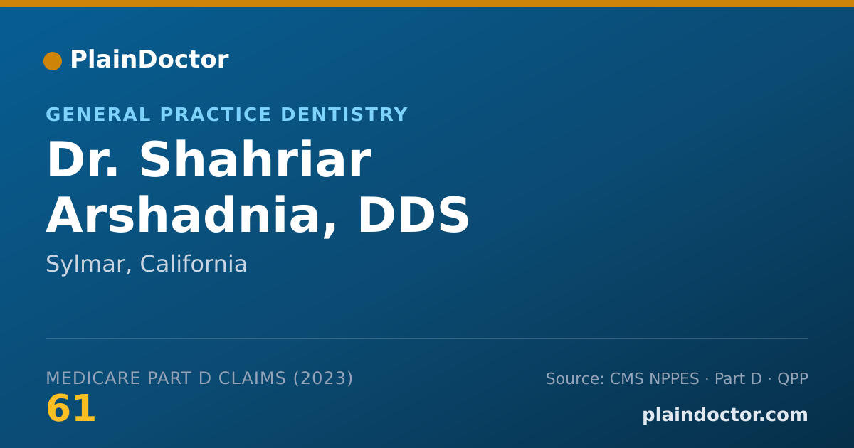 Shareable card for Shahriar Arshadnia, DDS - General Practice Dentistry, Sylmar, CA