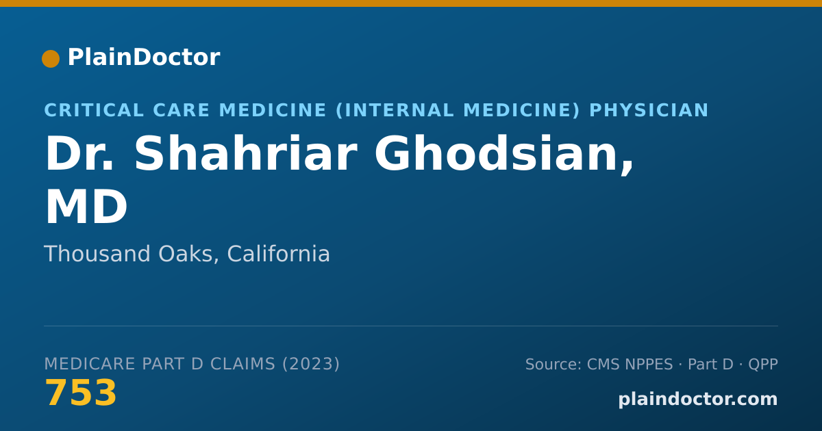 Shareable card for Shahriar Ghodsian, MD - Critical Care Medicine (Internal Medicine) Physician, Thousand Oaks, CA