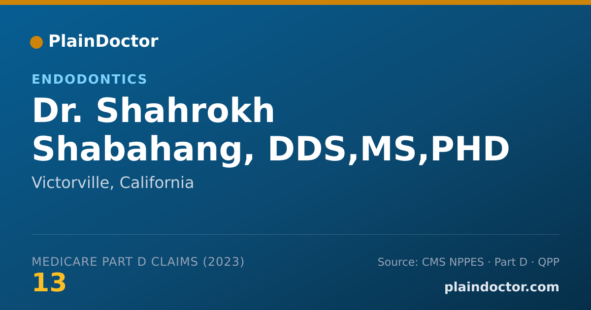 Shareable card for Shahrokh Shabahang, DDS,MS,PHD - Endodontics, Victorville, CA