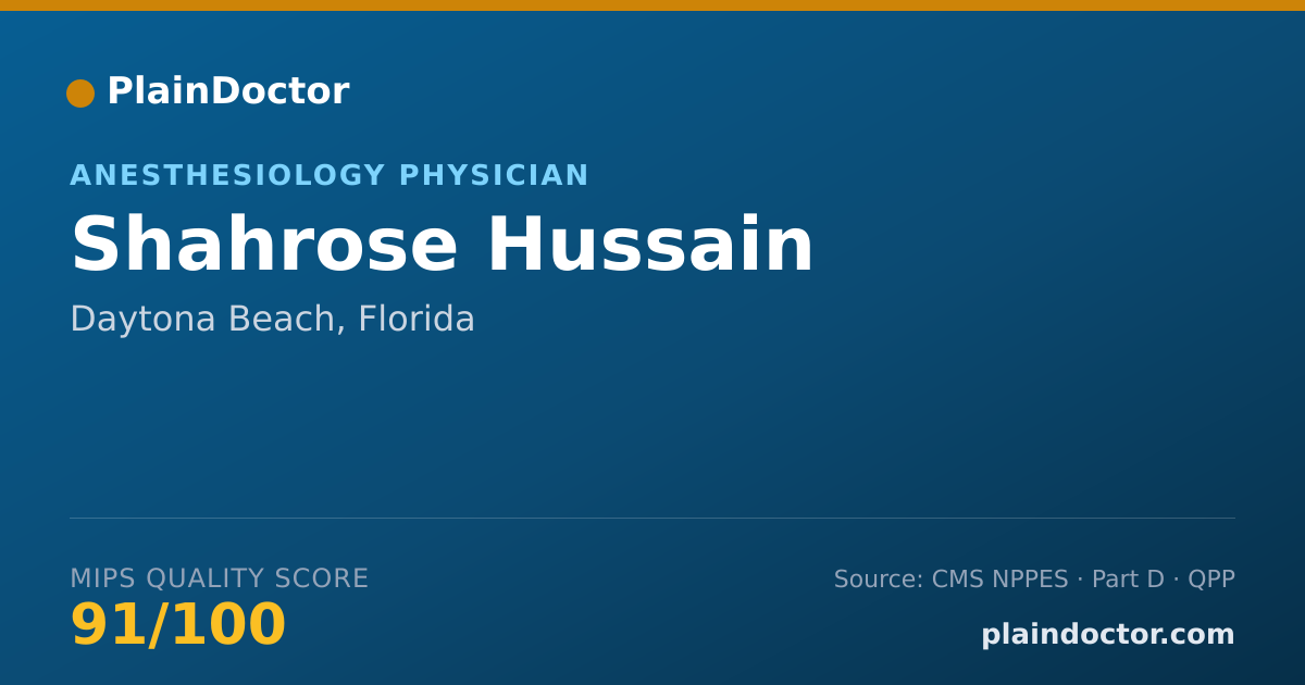 Shareable card for Shahrose Hussain - Anesthesiology Physician, Daytona Beach, FL