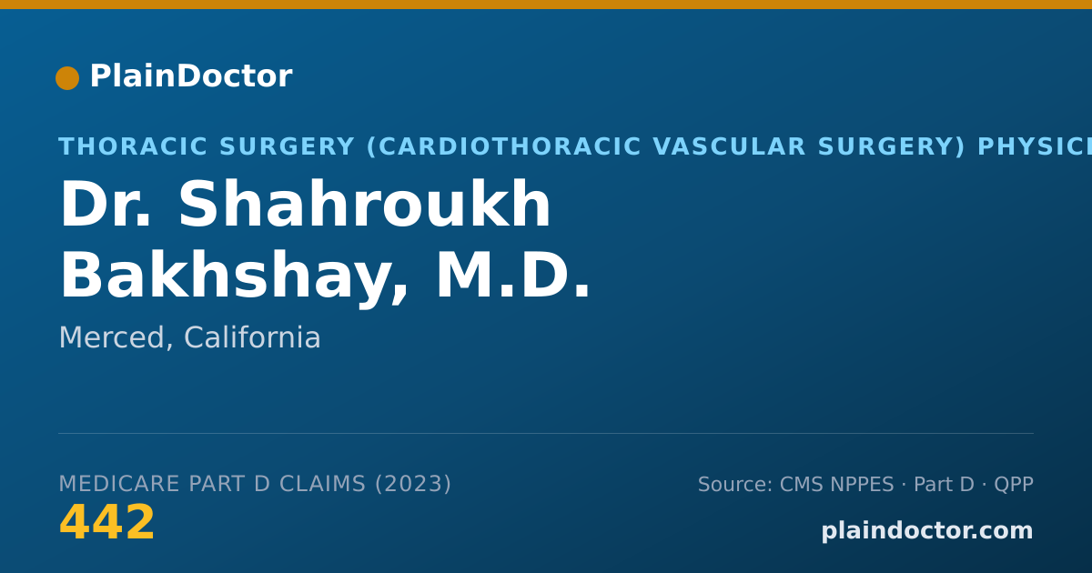 Shareable card for Shahroukh Bakhshay, M.D. - Thoracic Surgery (Cardiothoracic Vascular Surgery) Physician, Merced, CA