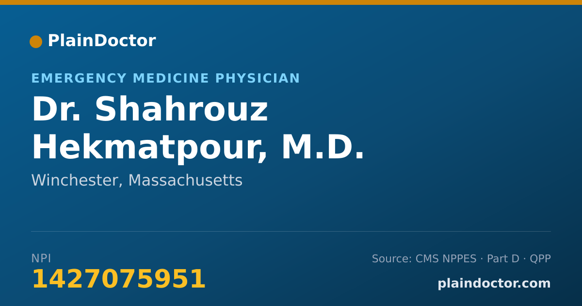 Shareable card for Shahrouz Hekmatpour, M.D. - Emergency Medicine Physician, Winchester, MA
