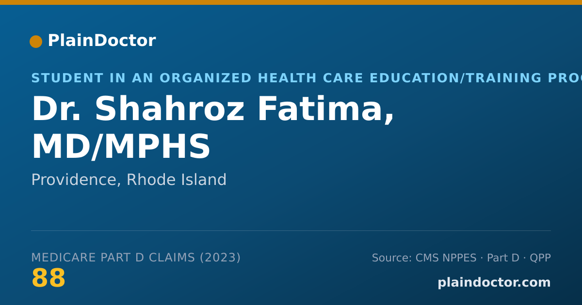 Shareable card for Shahroz Fatima, MD/MPHS - Student in an Organized Health Care Education/Training Program, Providence, RI