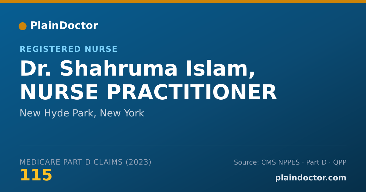 Shareable card for Shahruma Islam, NURSE PRACTITIONER - Registered Nurse, New Hyde Park, NY