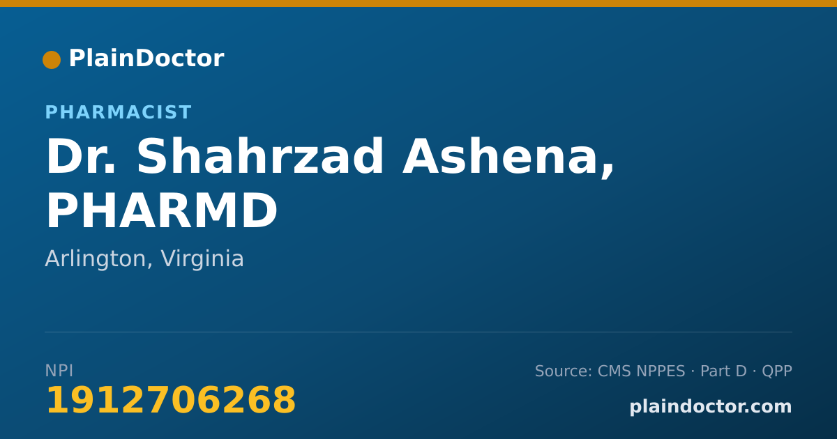 Shareable card for Shahrzad Ashena, PHARMD - Pharmacist, Arlington, VA