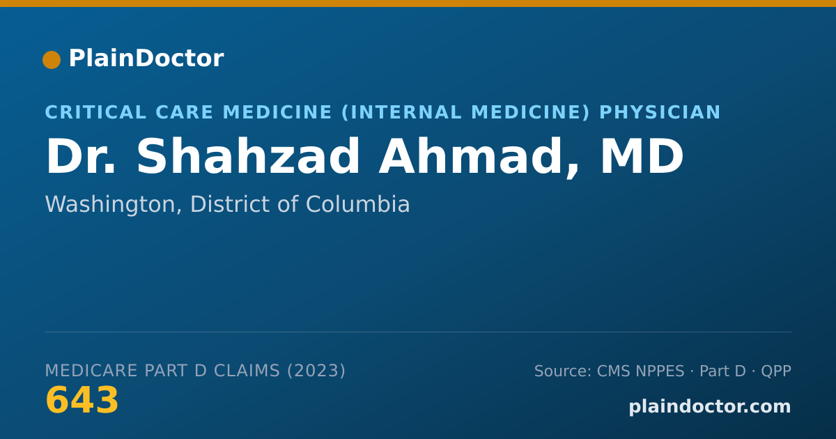 Shareable card for Shahzad Ahmad, MD - Critical Care Medicine (Internal Medicine) Physician, Washington, DC