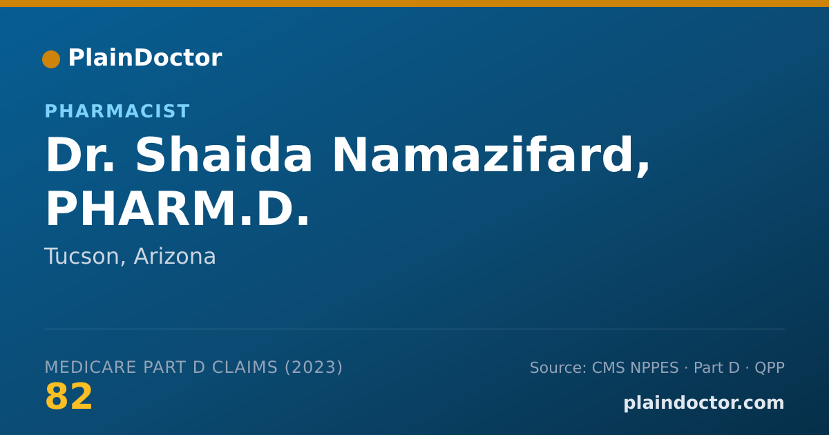 Shareable card for Shaida Namazifard, PHARM.D. - Pharmacist, Tucson, AZ