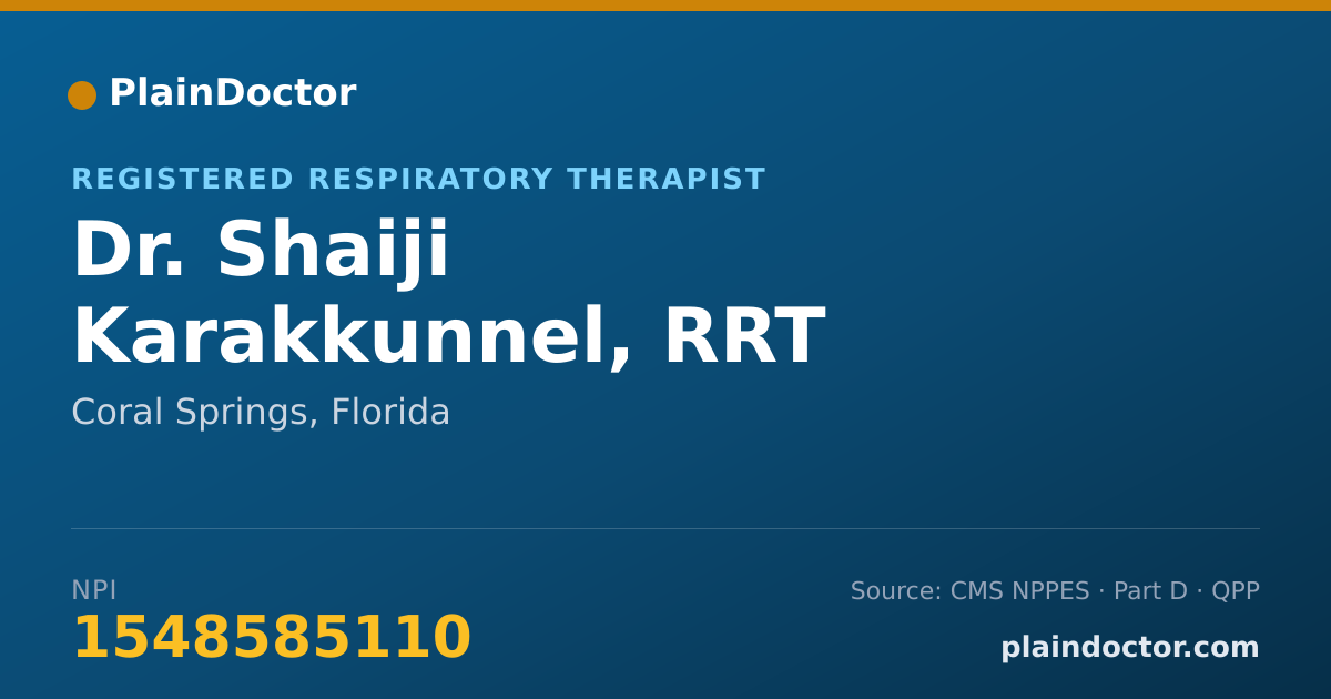 Shareable card for Shaiji Karakkunnel, RRT - Registered Respiratory Therapist, Coral Springs, FL