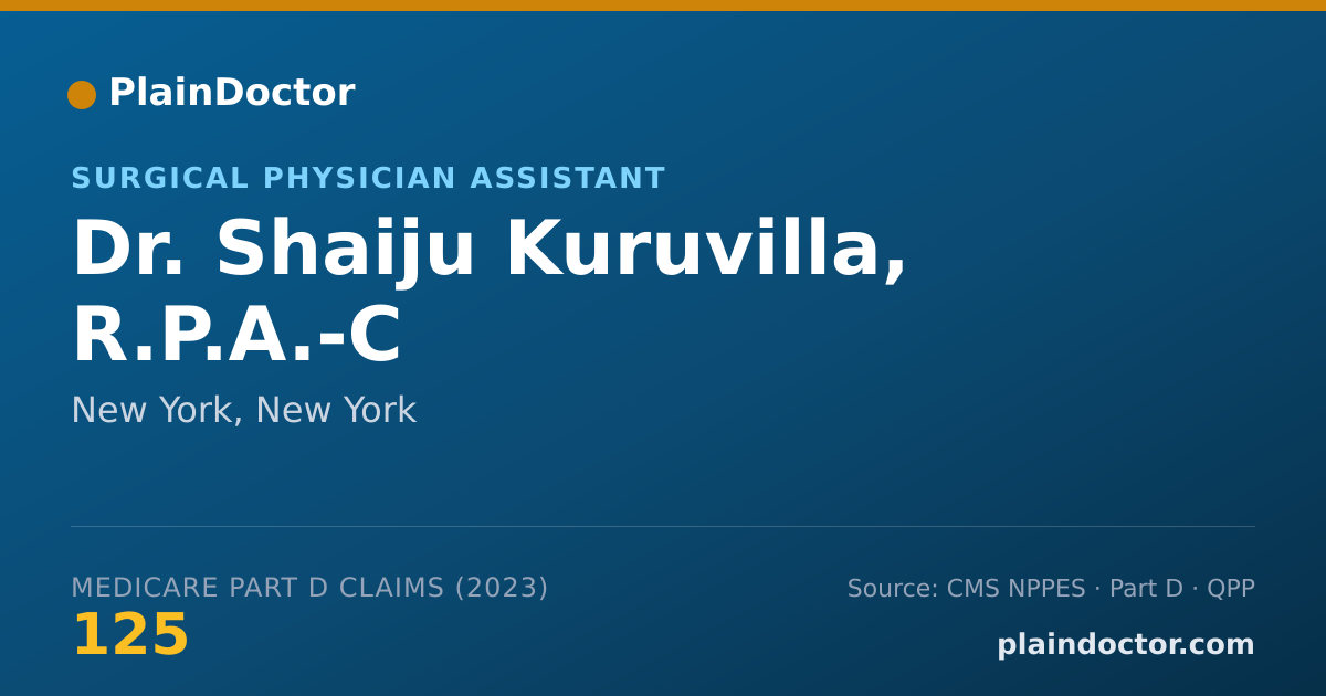 Shareable card for Shaiju Kuruvilla, R.P.A.-C - Surgical Physician Assistant, New York, NY