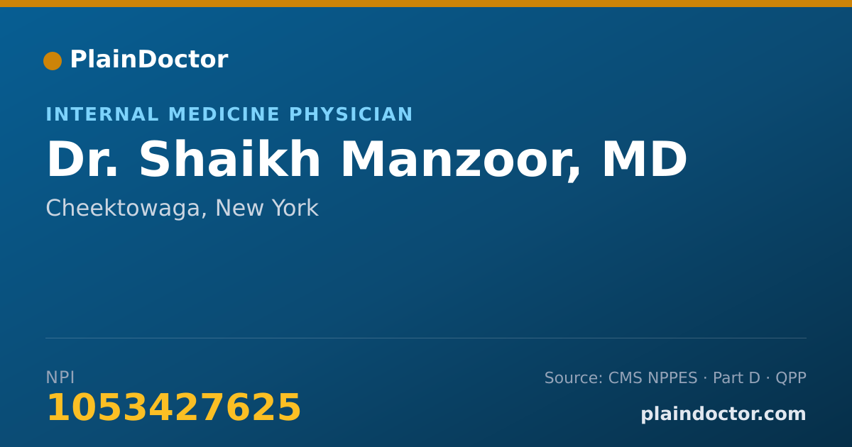 Shareable card for Shaikh Manzoor, MD - Internal Medicine Physician, Cheektowaga, NY