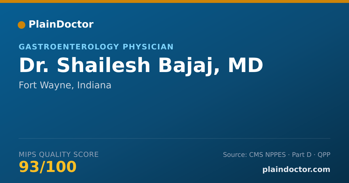 Shareable card for Shailesh Bajaj, MD - Gastroenterology Physician, Fort Wayne, IN