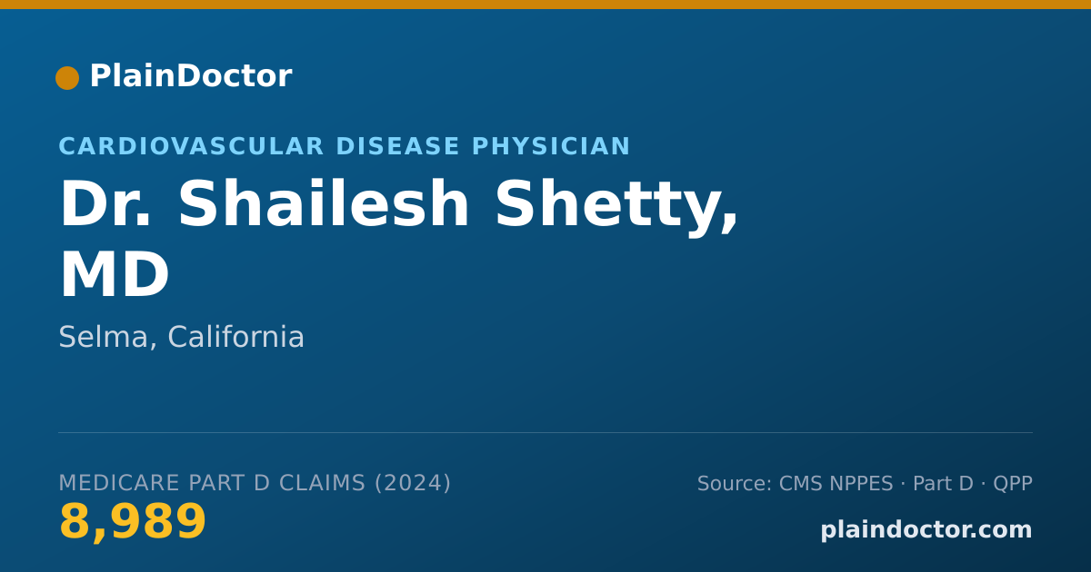 Shareable card for Shailesh Shetty, MD - Cardiovascular Disease Physician, Selma, CA