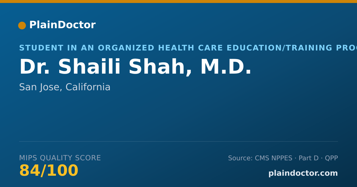 Shareable card for Shaili Shah, M.D. - Student in an Organized Health Care Education/Training Program, San Jose, CA