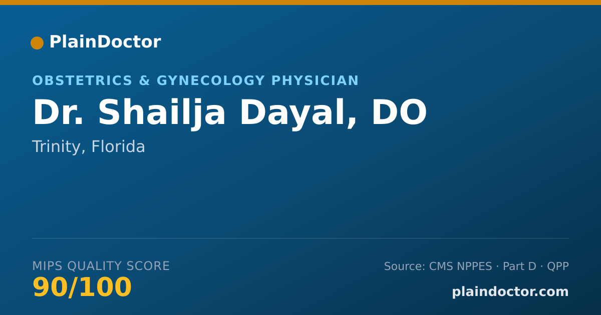 Shareable card for Shailja Dayal, DO - Obstetrics & Gynecology Physician, Trinity, FL