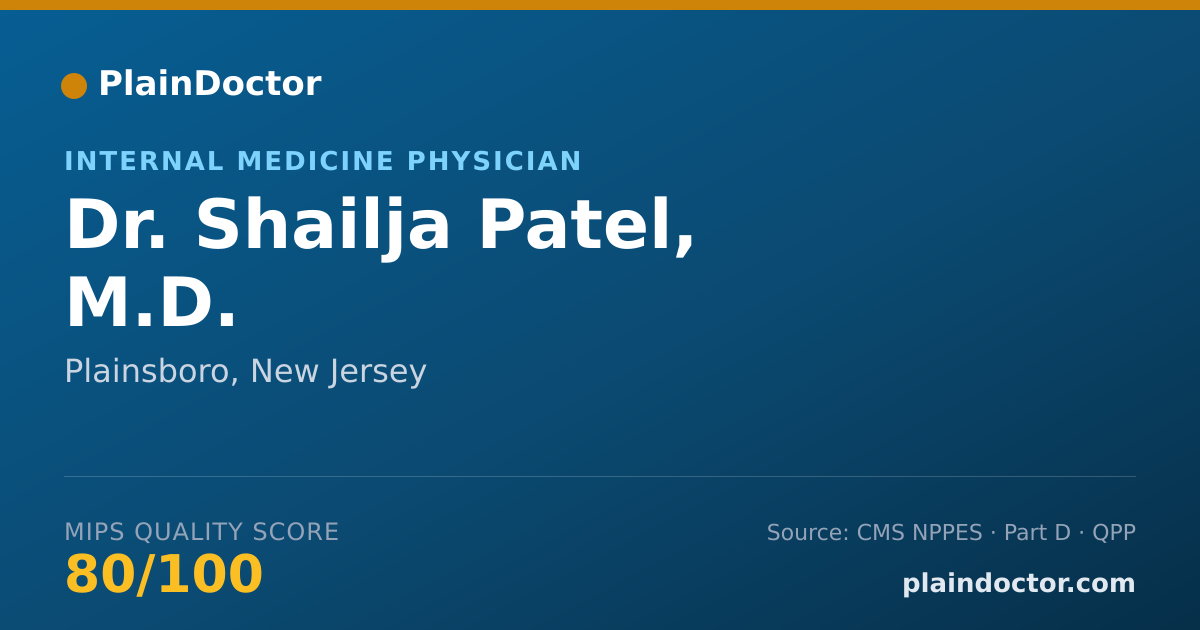 Shareable card for Shailja Patel, M.D. - Internal Medicine Physician, Plainsboro, NJ