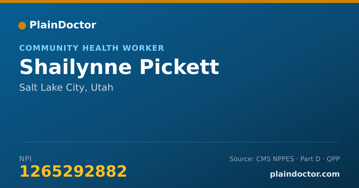 Shareable card for Shailynne Pickett - Community Health Worker, Salt Lake City, UT