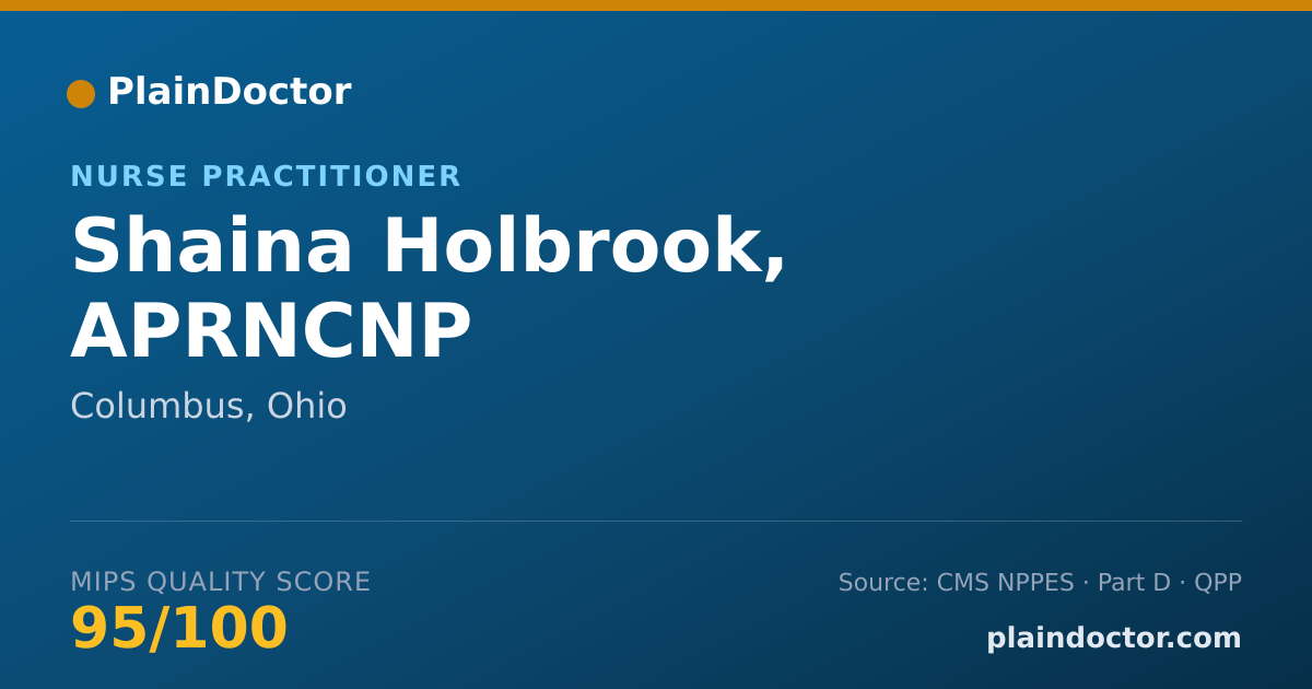 Shareable card for Shaina Holbrook, APRNCNP - Acute Care Nurse Practitioner, Columbus, OH