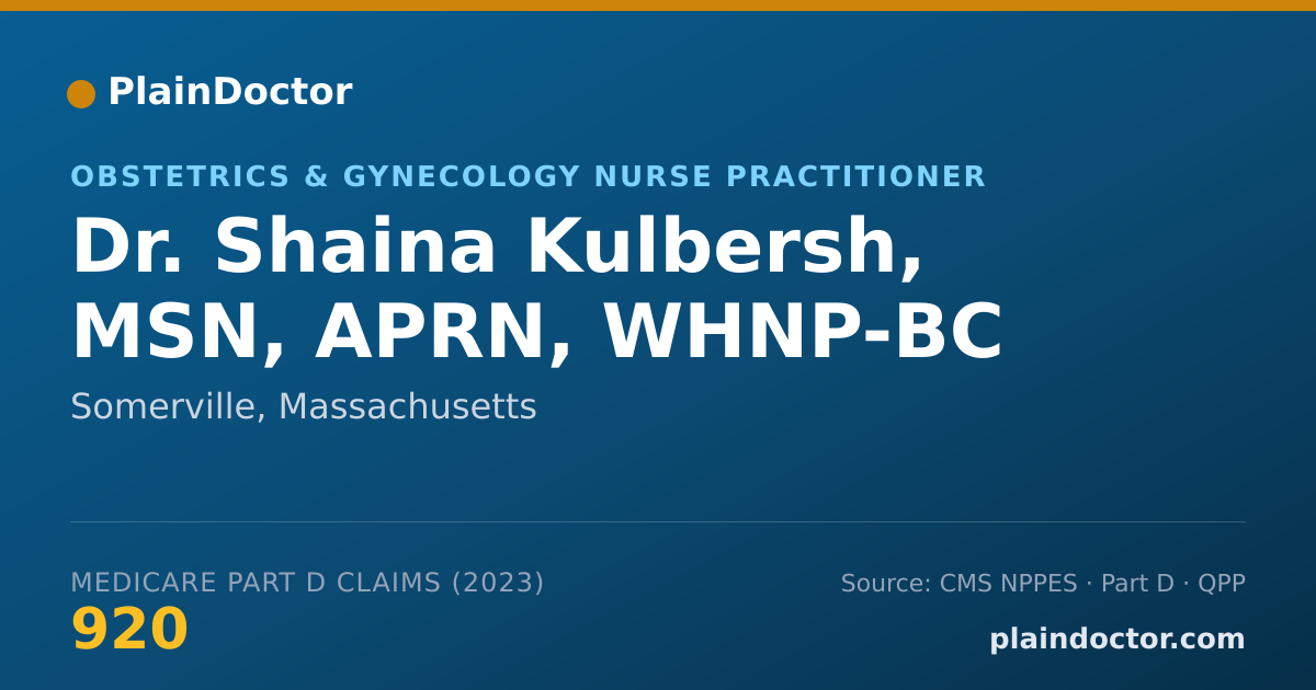 Shareable card for Shaina Kulbersh, MSN, APRN, WHNP-BC - Obstetrics & Gynecology Nurse Practitioner, Somerville, MA